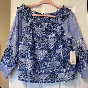 Printfresh Blue Cheetah Blouse- size medium